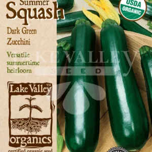 Squash Summer Zucchini Dark Green Organic Seed Pack LV