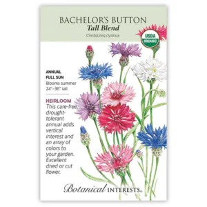 Bachelor's Button Tall Blend Organic Seed Pack